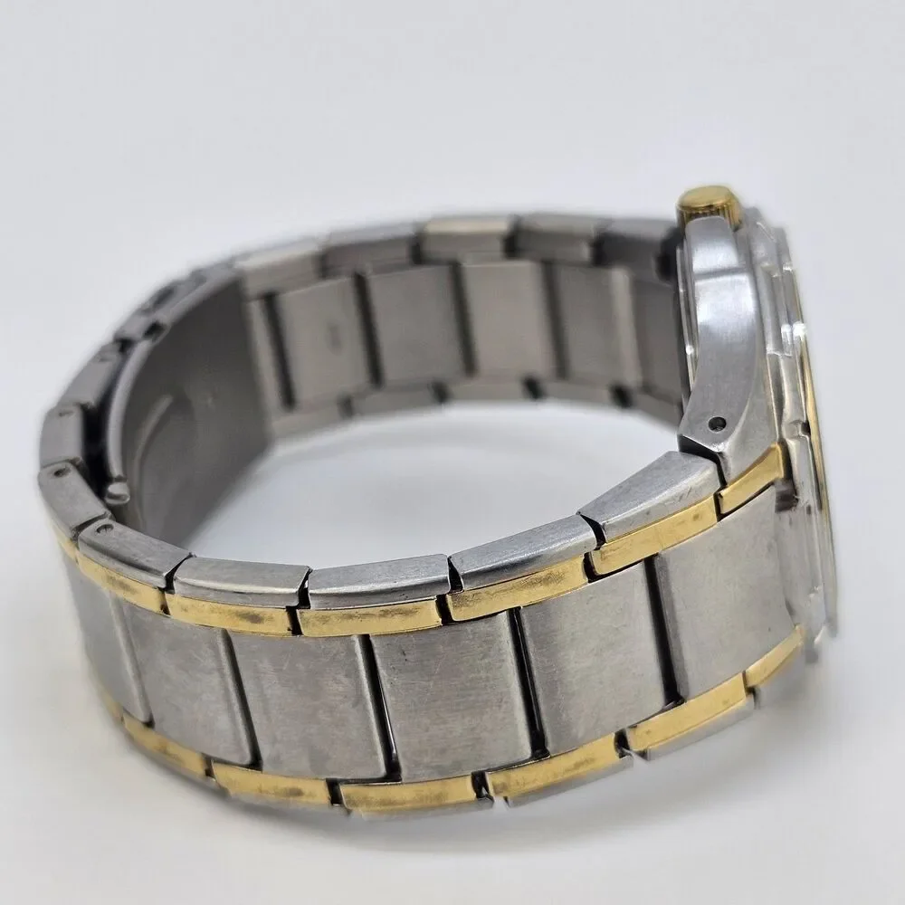 VTG Armitron Men's Watch 37MM Silver Dial Day/Date Two Tone Band 6